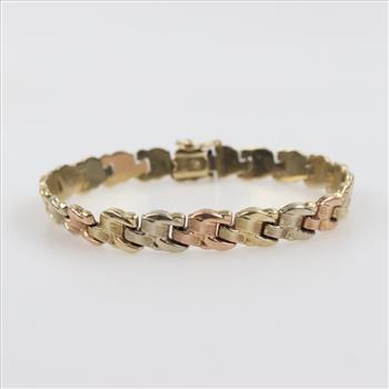14kt Gold Tri-color Hollow Bracelet