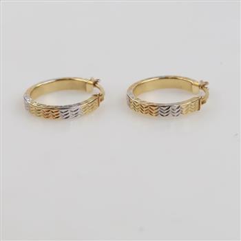 14kt Gold Tri-color Hollow Hoop Earrings