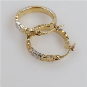 14kt Gold Tri-color Hollow Hoop Earrings