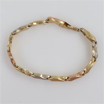 14kt Gold Tri-color Hollow Link Bracelet