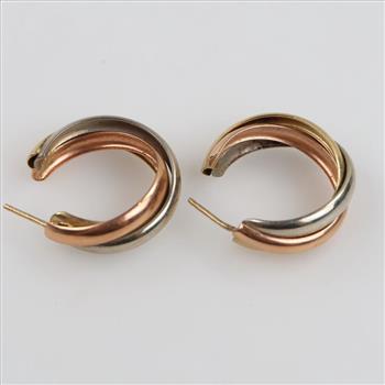 14kt Gold Tri-color Hoop Earrings