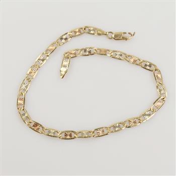 14kt Gold Tri-color Mariner Chain Anklet
