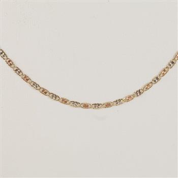 14kt Gold Tri-color Mariner Chain Necklace