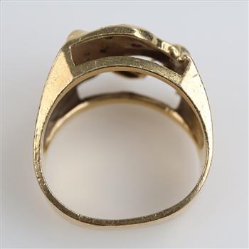 14kt Gold Tri-color Red & Clear Stone Tiger Ring