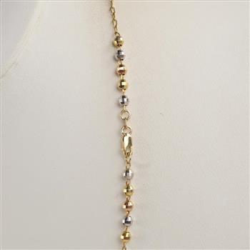 14kt Gold Tri-color Rosary Necklace