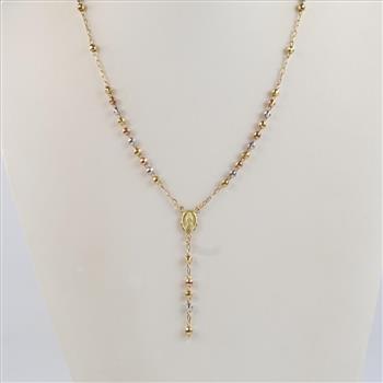 14kt Gold Tri-color Rosary Necklace