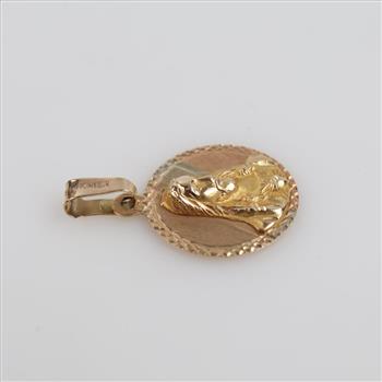 14kt Gold Tri-color Semi-hollow Religious Pendant