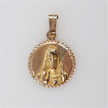 14kt Gold Tri-color Semi-hollow Religious Pendant