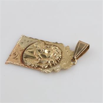 14kt Gold Tri-color Semi-hollow Religious Pendant