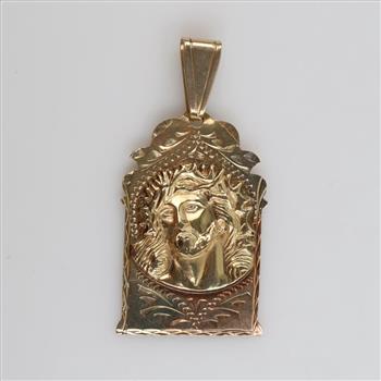 14kt Gold Tri-color Semi-hollow Religious Pendant
