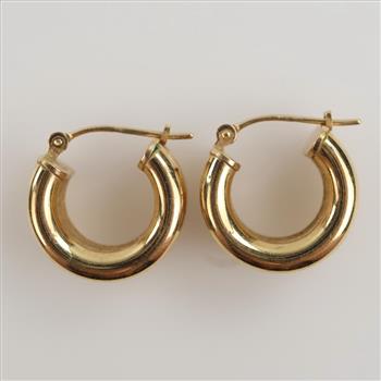 14kt Gold Triple Hollow Hoop Earrings