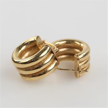 14kt Gold Triple Hollow Hoop Earrings