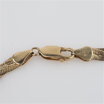 14kt Gold Tri-Strand Twisted Herringbone Chain Bracelet