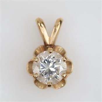 14kt Gold Tullip  Diamond Pendant