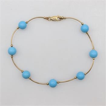 14kt Gold Turquoise Bead Bracelet