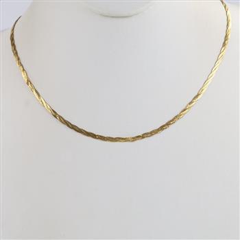 14kt Gold Twisted Herringbone Chain Necklace