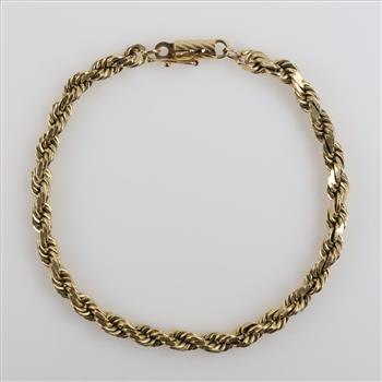 14kt Gold Twisted Rope Chain Bracelet