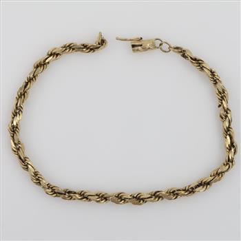 14kt Gold Twisted Rope Chain Bracelet