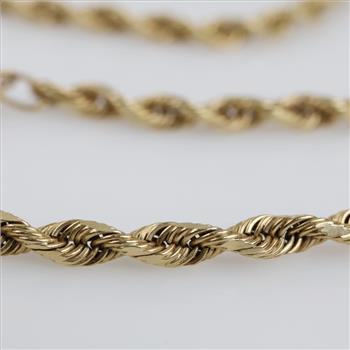 14kt Gold Twisted Rope Chain Diamond Accent Clasp Necklace