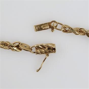 14kt Gold Twisted Rope Chain Diamond Accent Clasp Necklace