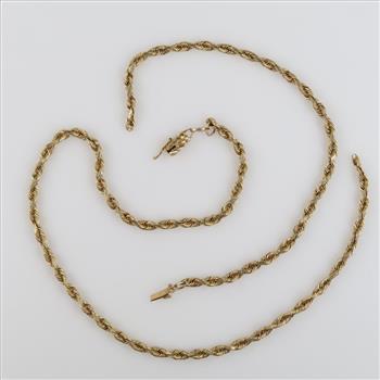 14kt Gold Twisted Rope Chain Diamond Accent Clasp Necklace