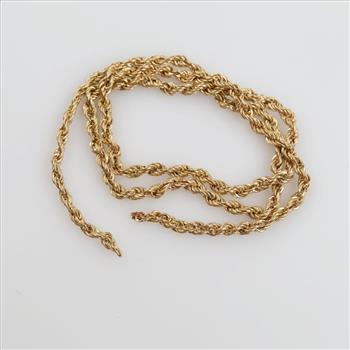 14kt Gold Twisted Rope Chain Hollow Necklace