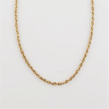 14kt Gold Twisted Rope Chain Hollow Necklace