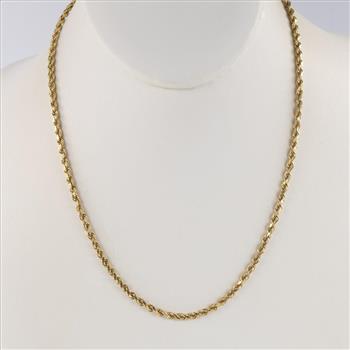 14kt Gold Twisted Rope Chain Necklace