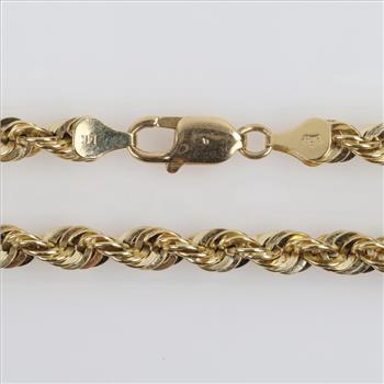 14kt Gold Twisted Rope Chain Necklace
