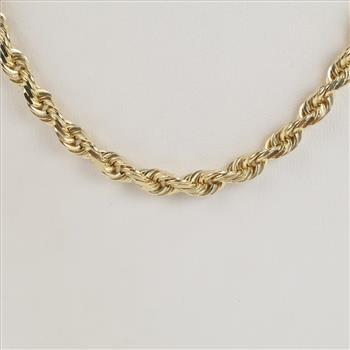 14kt Gold Twisted Rope Chain Necklace - Evaluated By Our Certified Gemologist