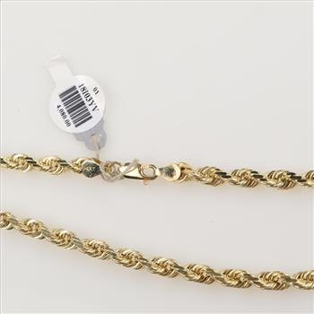 14kt Gold Twisted Rope Chain Necklace - Evaluated By Our Certified Gemologist