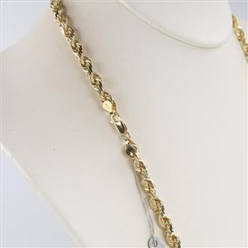 14kt Gold Twisted Rope Chain Necklace - Evaluated By Our Certified Gemologist