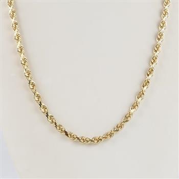 14kt Gold Twisted Rope Chain Necklace - Evaluated By Our Certified Gemologist