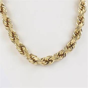 14kt Gold Twisted Rope Link Chain Necklace-Evaluated By Our Certified Gemologist-AGS/GIA