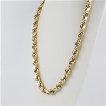 14kt Gold Twisted Rope Link Chain Necklace-Evaluated By Our Certified Gemologist-AGS/GIA