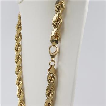 14kt Gold Twisted Rope Link Chain Necklace-Evaluated By Our Certified Gemologist-AGS/GIA