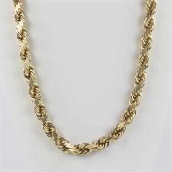14kt Gold Twisted Rope Link Chain Necklace-Evaluated By Our Certified Gemologist-AGS/GIA