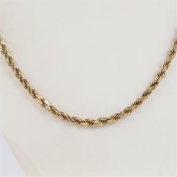 14kt Gold Twisted Rope Link Necklace - Evaluated By Our Certified Gemologist - AGS / GIA