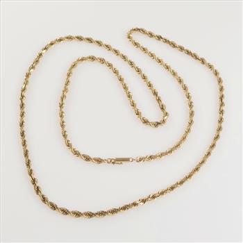 14kt Gold Twisted Rope Link Necklace - Evaluated By Our Certified Gemologist - AGS / GIA