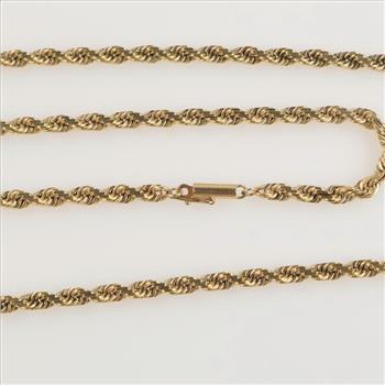 14kt Gold Twisted Rope Link Necklace - Evaluated By Our Certified Gemologist - AGS / GIA
