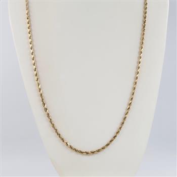 14kt Gold Twisted Rope Link Necklace - Evaluated By Our Certified Gemologist - AGS / GIA