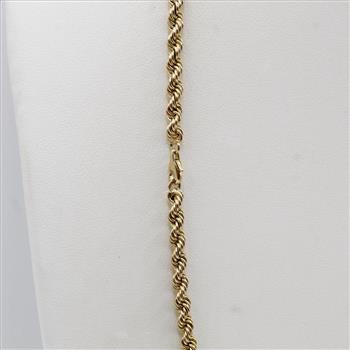 14kt Gold Twisted Rope Link Necklace- Evaluated By Our Certified Gemologist-AGS/GIA