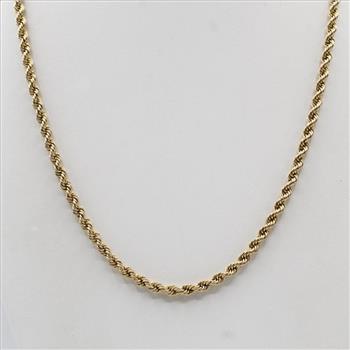 14kt Gold Twisted Rope Link Necklace- Evaluated By Our Certified Gemologist-AGS/GIA