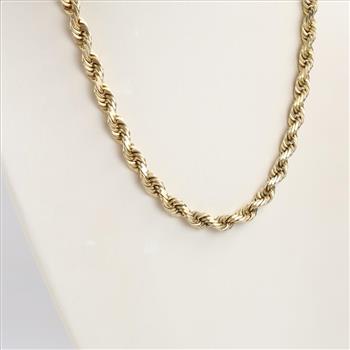 14kt Gold Twisted Rope Necklace - Evaluated By Our Certified Gemologist-AGS/GIA