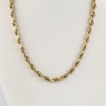 14kt Gold Twisted Rope Necklace - Evaluated By Our Certified Gemologist-AGS/GIA