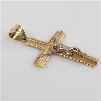 14kt Gold Two Tone Cross Pendant