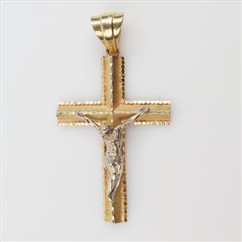14kt Gold Two Tone Cross Pendant