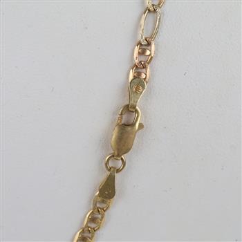 14kt Gold Two Tone Gold Figaro Chain Link Necklace