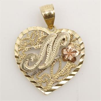 14kt Gold Two Tone Heart Pendant