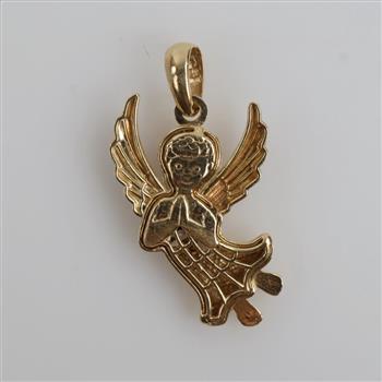 14kt Gold Two Tone Hollow Angel Pendant